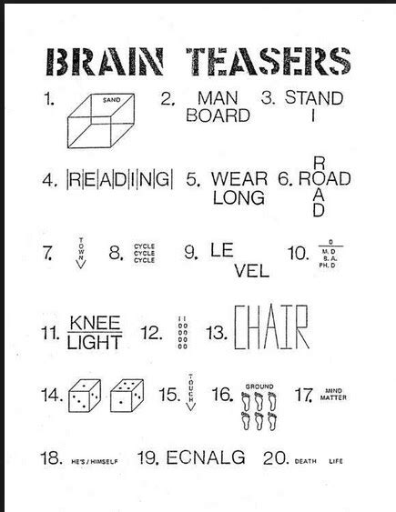 BRAIN TEASERS FOR MIDDLE SCHOOLERS .